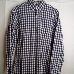 J Crew Shirt Men M Slim Button Down Long Sleeve Check Pattern Blue White